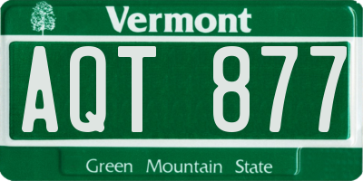 VT license plate AQT877