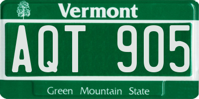VT license plate AQT905