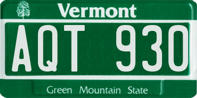 VT license plate AQT930