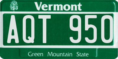VT license plate AQT950