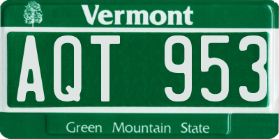 VT license plate AQT953