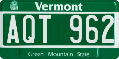 VT license plate AQT962