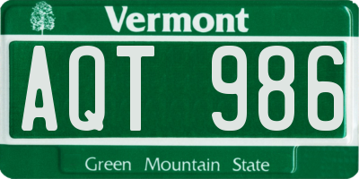 VT license plate AQT986