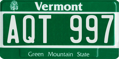 VT license plate AQT997