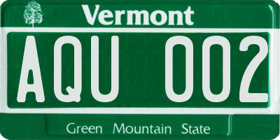 VT license plate AQU002
