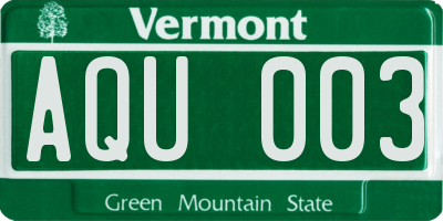 VT license plate AQU003