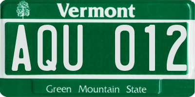 VT license plate AQU012