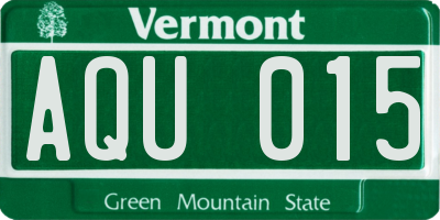 VT license plate AQU015