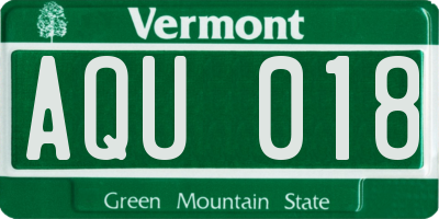 VT license plate AQU018