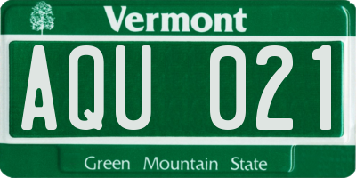 VT license plate AQU021