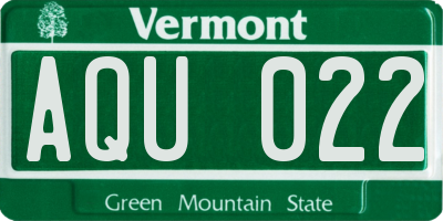 VT license plate AQU022