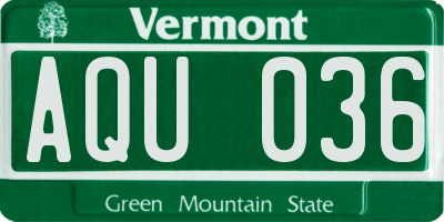 VT license plate AQU036
