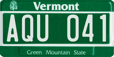 VT license plate AQU041