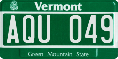 VT license plate AQU049