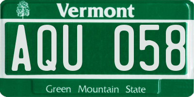 VT license plate AQU058