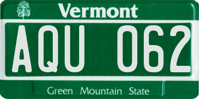 VT license plate AQU062