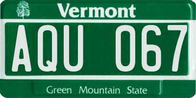 VT license plate AQU067