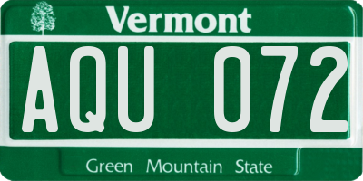 VT license plate AQU072