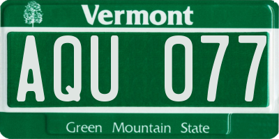 VT license plate AQU077