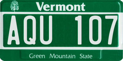 VT license plate AQU107