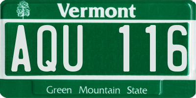 VT license plate AQU116