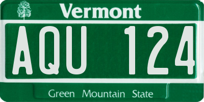 VT license plate AQU124