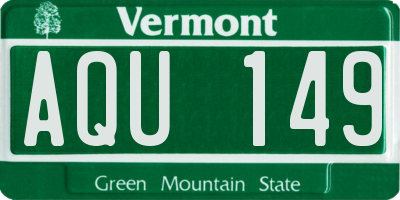 VT license plate AQU149