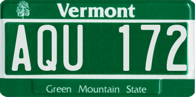 VT license plate AQU172