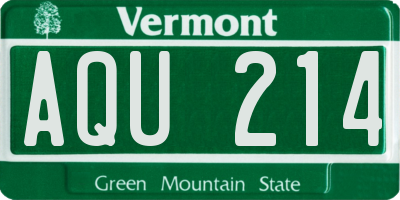 VT license plate AQU214