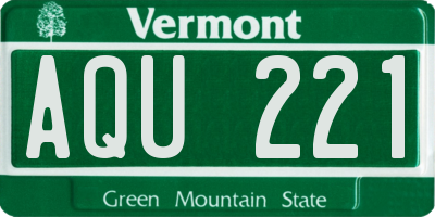 VT license plate AQU221