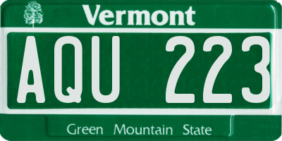 VT license plate AQU223