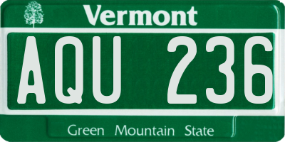 VT license plate AQU236