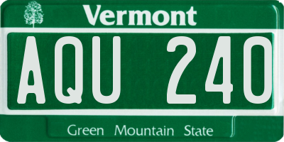 VT license plate AQU240