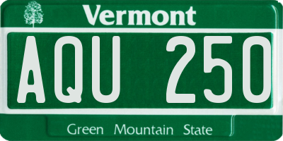 VT license plate AQU250