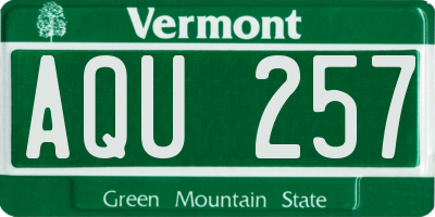 VT license plate AQU257