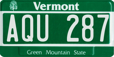 VT license plate AQU287