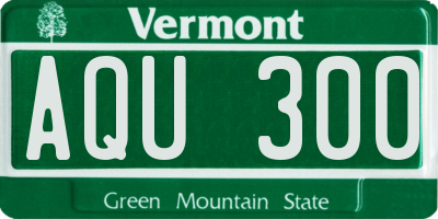 VT license plate AQU300
