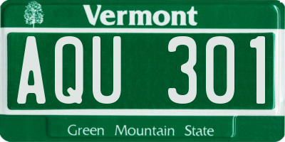 VT license plate AQU301