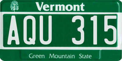 VT license plate AQU315