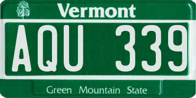 VT license plate AQU339