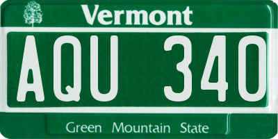 VT license plate AQU340