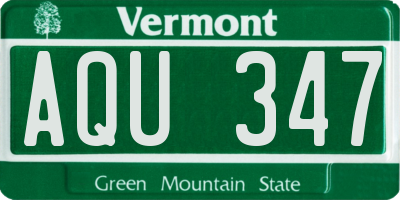 VT license plate AQU347