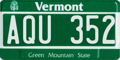 VT license plate AQU352