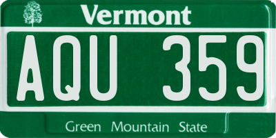 VT license plate AQU359