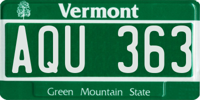 VT license plate AQU363