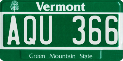 VT license plate AQU366
