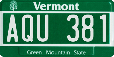 VT license plate AQU381