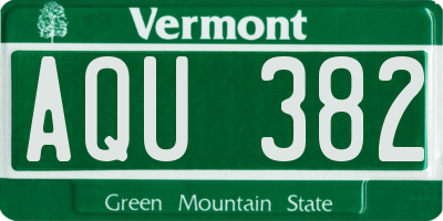 VT license plate AQU382