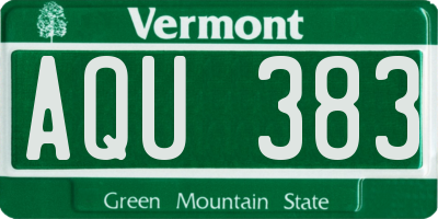VT license plate AQU383