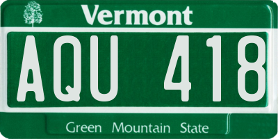 VT license plate AQU418